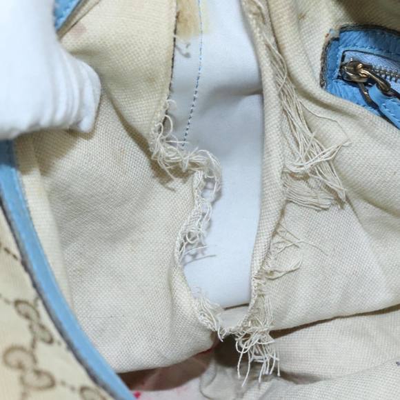 GUCCI GG Canvas Shoulder Bag 2way Navy Gold Light blue 326514 Auth 111050 - Picture 11 of 16